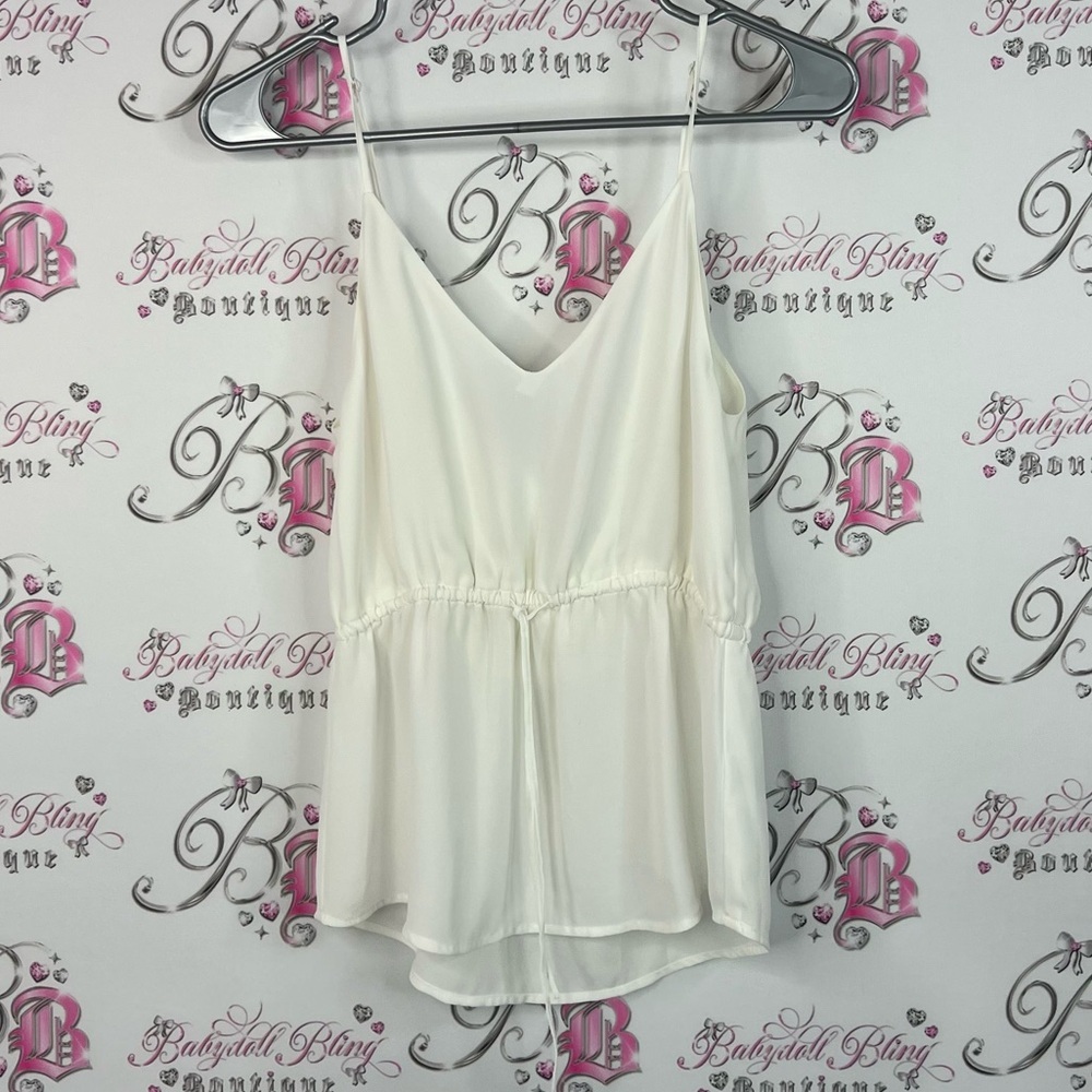 Babaton aritzia tank top white Cream Camisole Top tie up ribbon